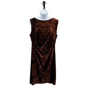 Simply Vera Vera Wang Crushed Velvet Dress WMNS L Gold Brown Draped Sheath Midi